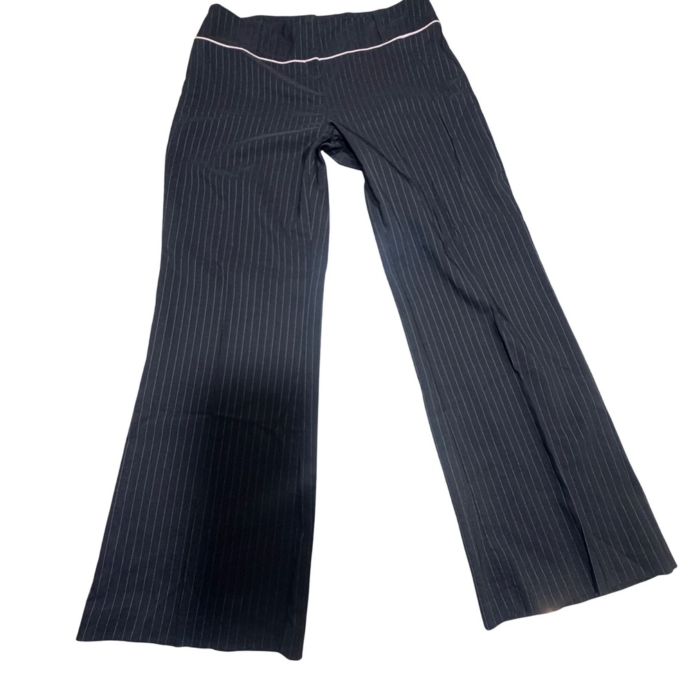 Y2K RAG Pinstripe Trousers Women 12 Stretch Flare Dark Academic Office Siren